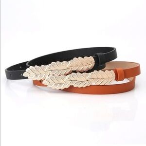 PU Leather Gold Leaf Belt Set of 2